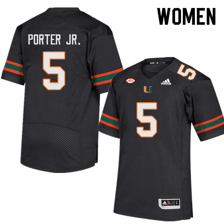 Women #5 Daryl Porter Jr. Miami Hurricanes College Football Jerseys Sale-Black - Click Image to Close